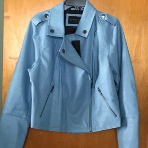 NWT Eloquii light blue Faux leather Moto jacket